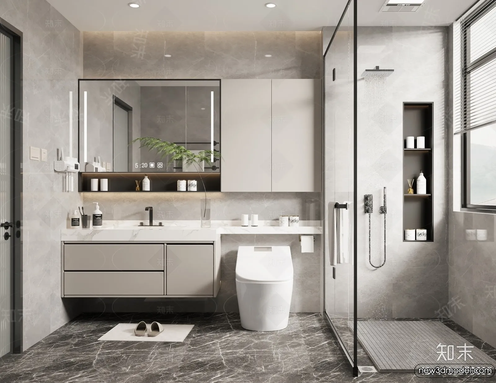 Bathroom - WC - Restroom - 3D Interior Scene - Modern Style - 102