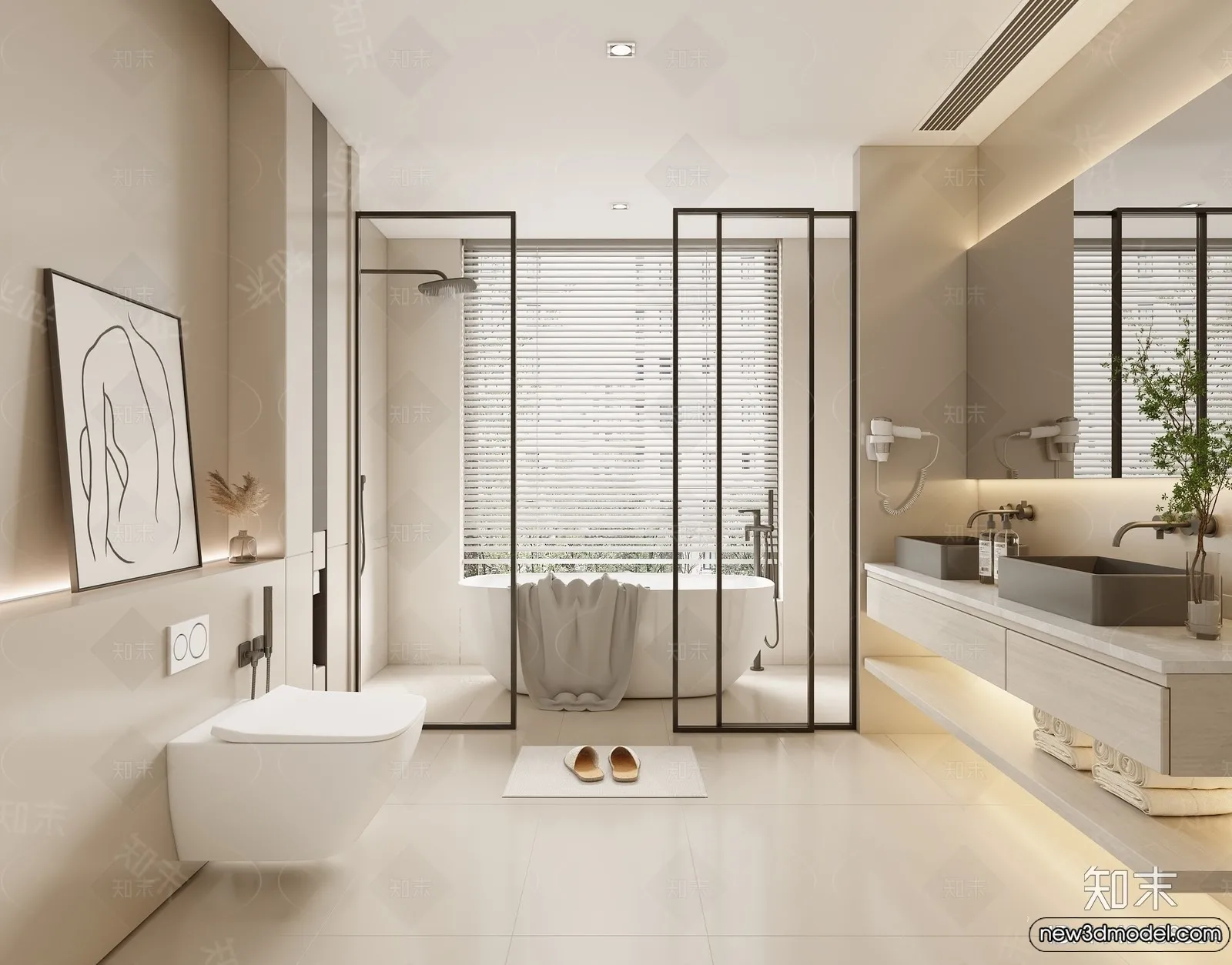 Bathroom - WC - Restroom - 3D Interior Scene - Modern Style - 103