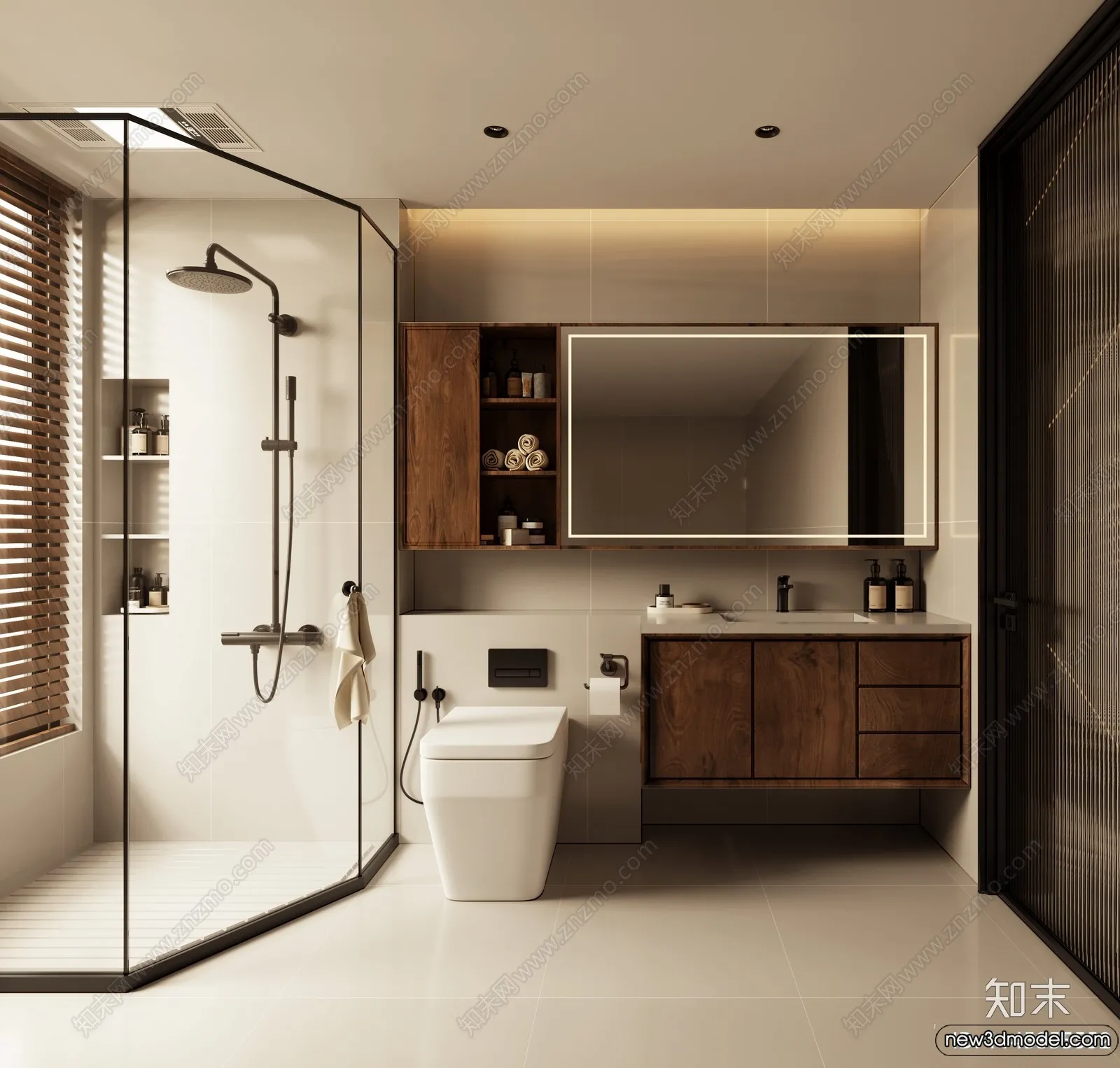 Bathroom - WC - Restroom - 3D Interior Scene - Modern Style - 104
