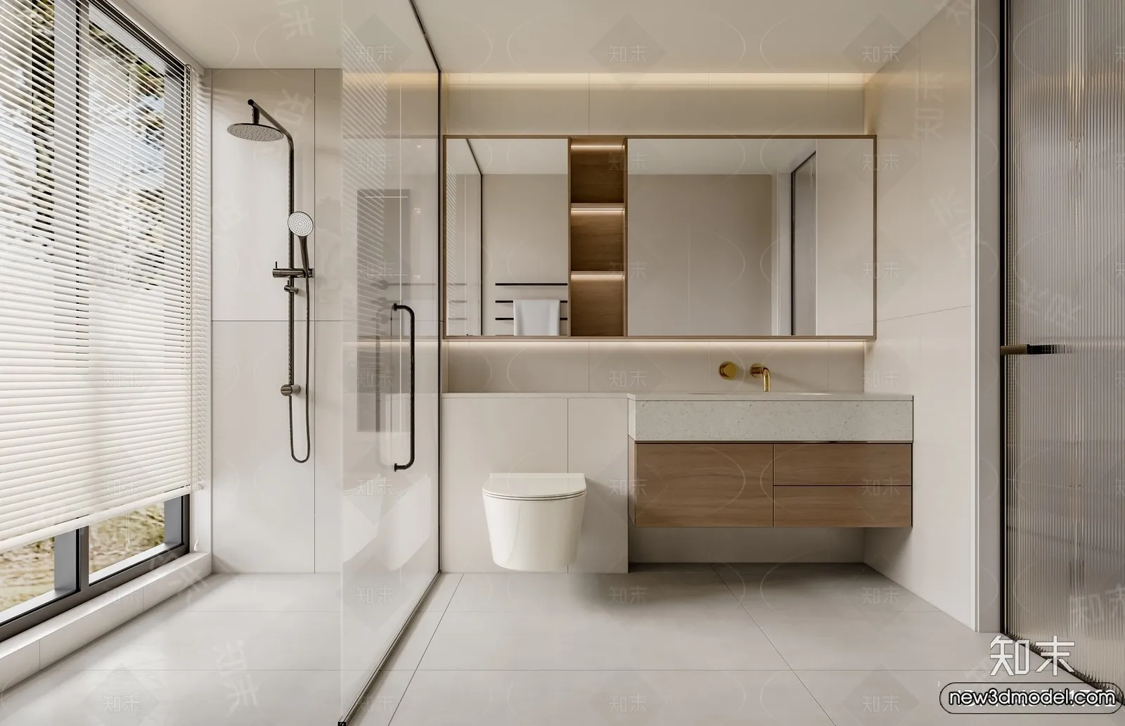 Bathroom - WC - Restroom - 3D Interior Scene - Modern Style - 105