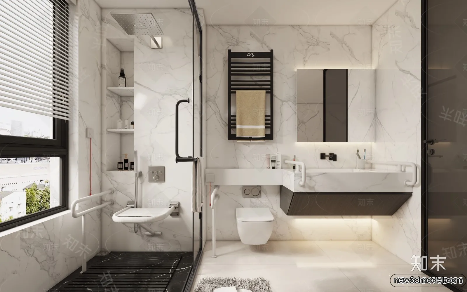 Bathroom - WC - Restroom - 3D Interior Scene - Modern Style - 106