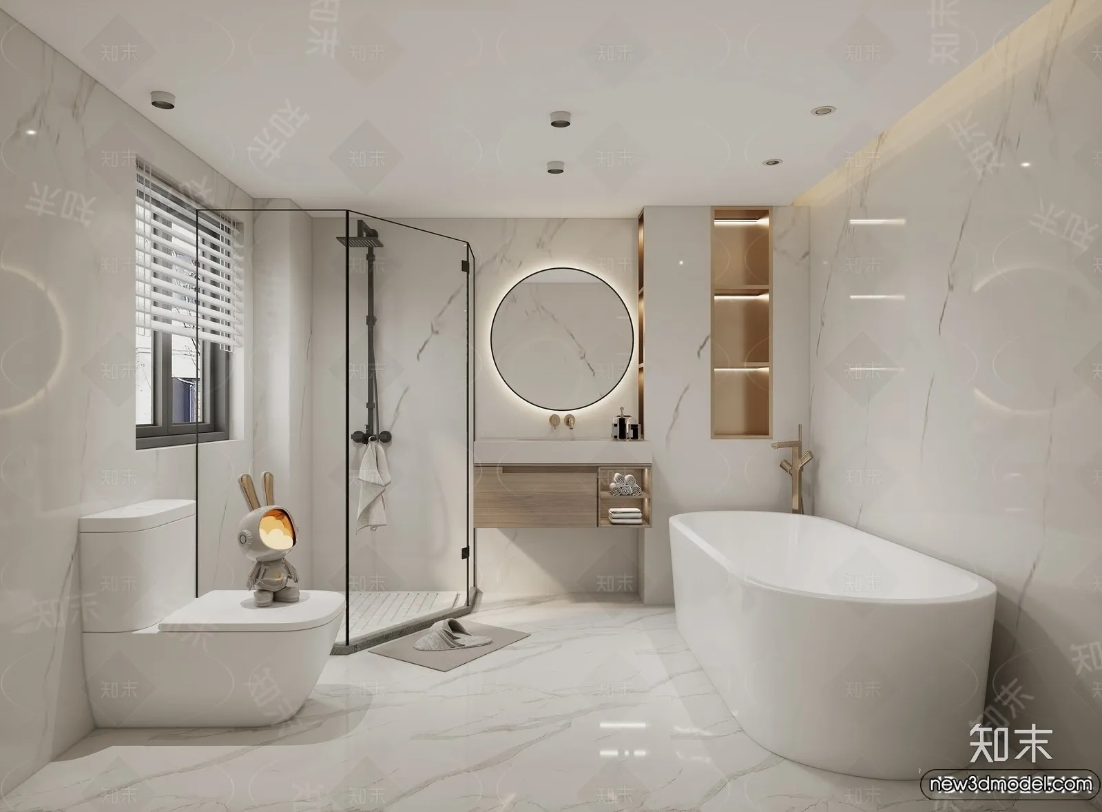 Bathroom - WC - Restroom - 3D Interior Scene - Modern Style - 107