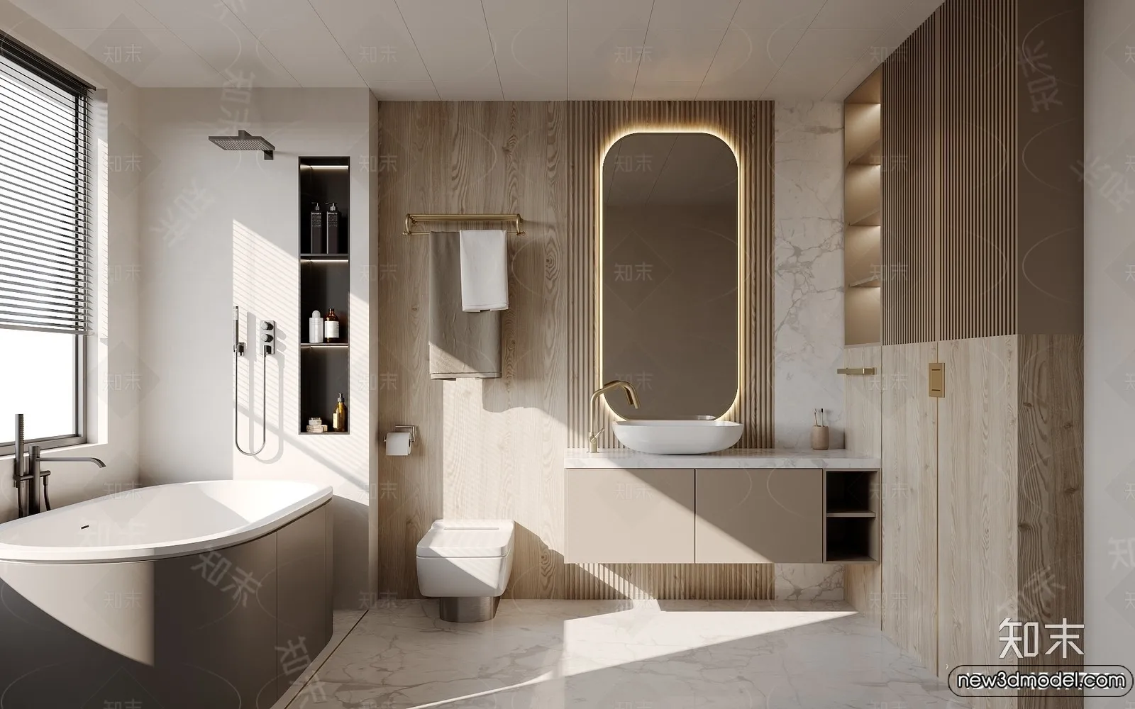 Bathroom - WC - Restroom - 3D Interior Scene - Modern Style - 109