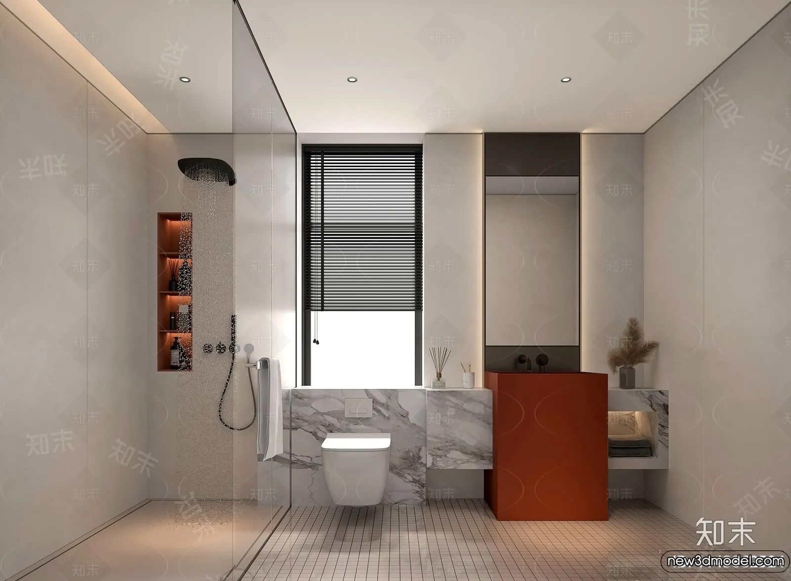 Bathroom - WC - Restroom - 3D Interior Scene - Modern Style - 114