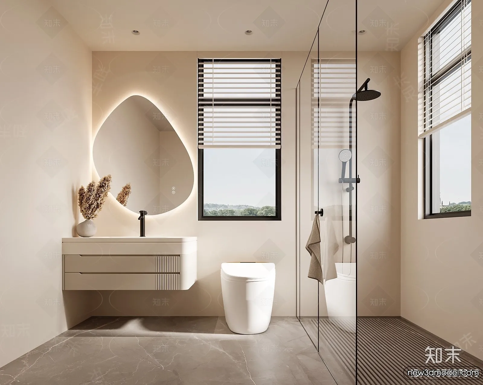 Bathroom - WC - Restroom - 3D Interior Scene - Modern Style - 117