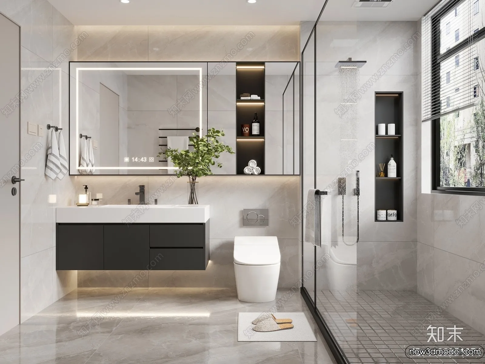 Bathroom - WC - Restroom - 3D Interior Scene - Modern Style - 118