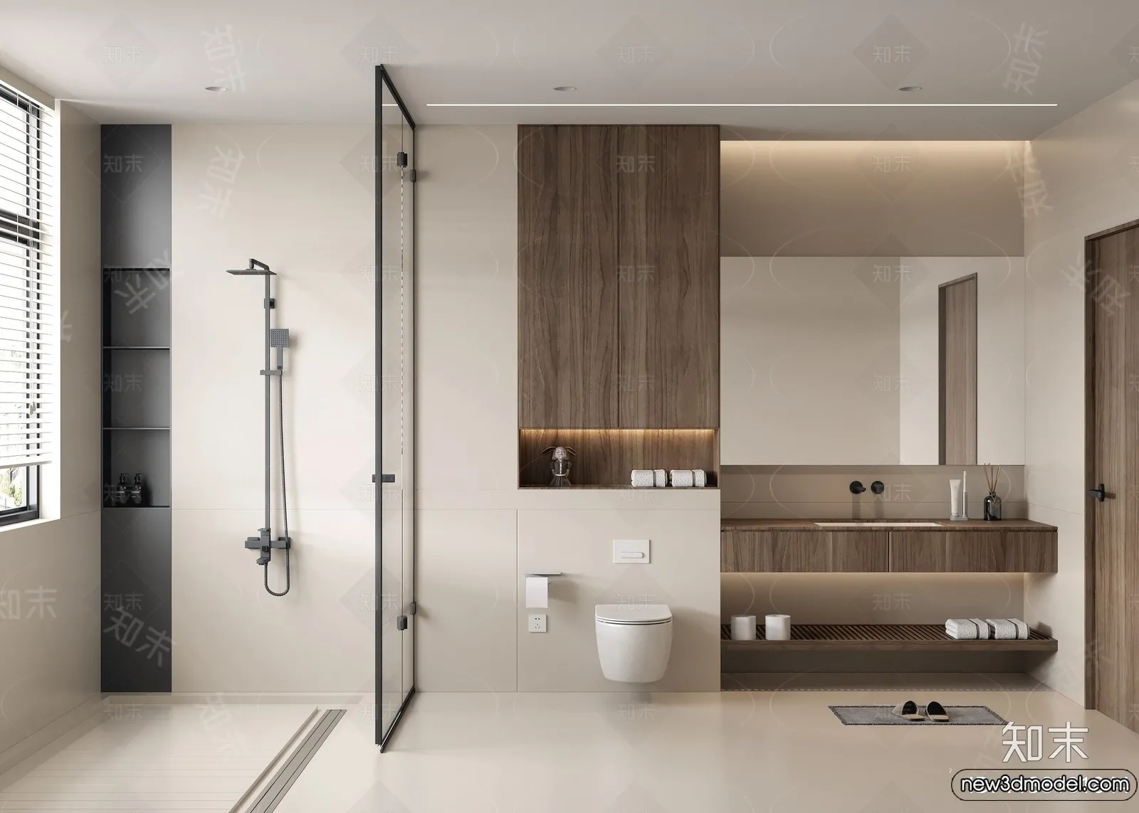 Bathroom - WC - Restroom - 3D Interior Scene - Modern Style - 119