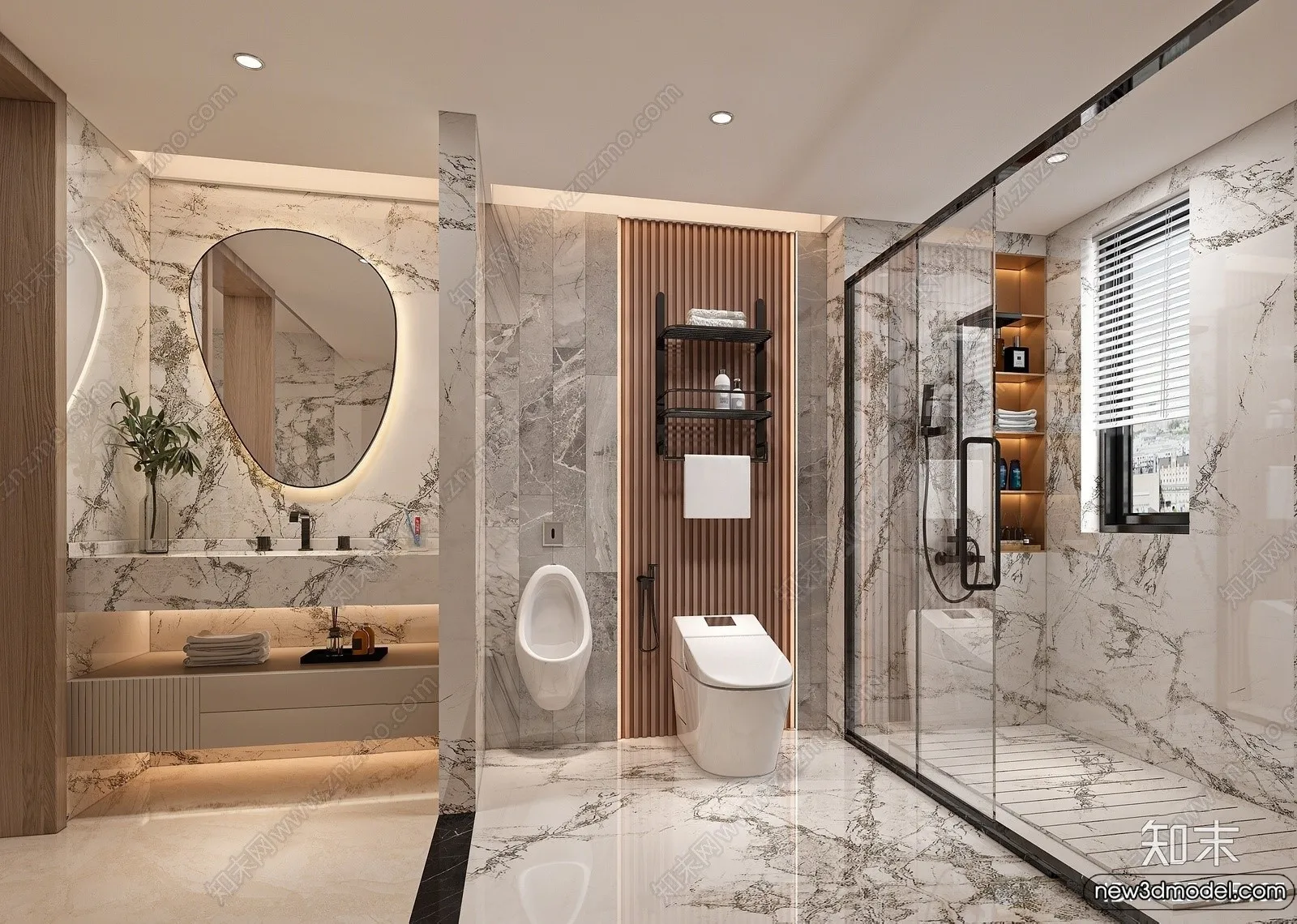 Bathroom - WC - Restroom - 3D Interior Scene - Modern Style - 120