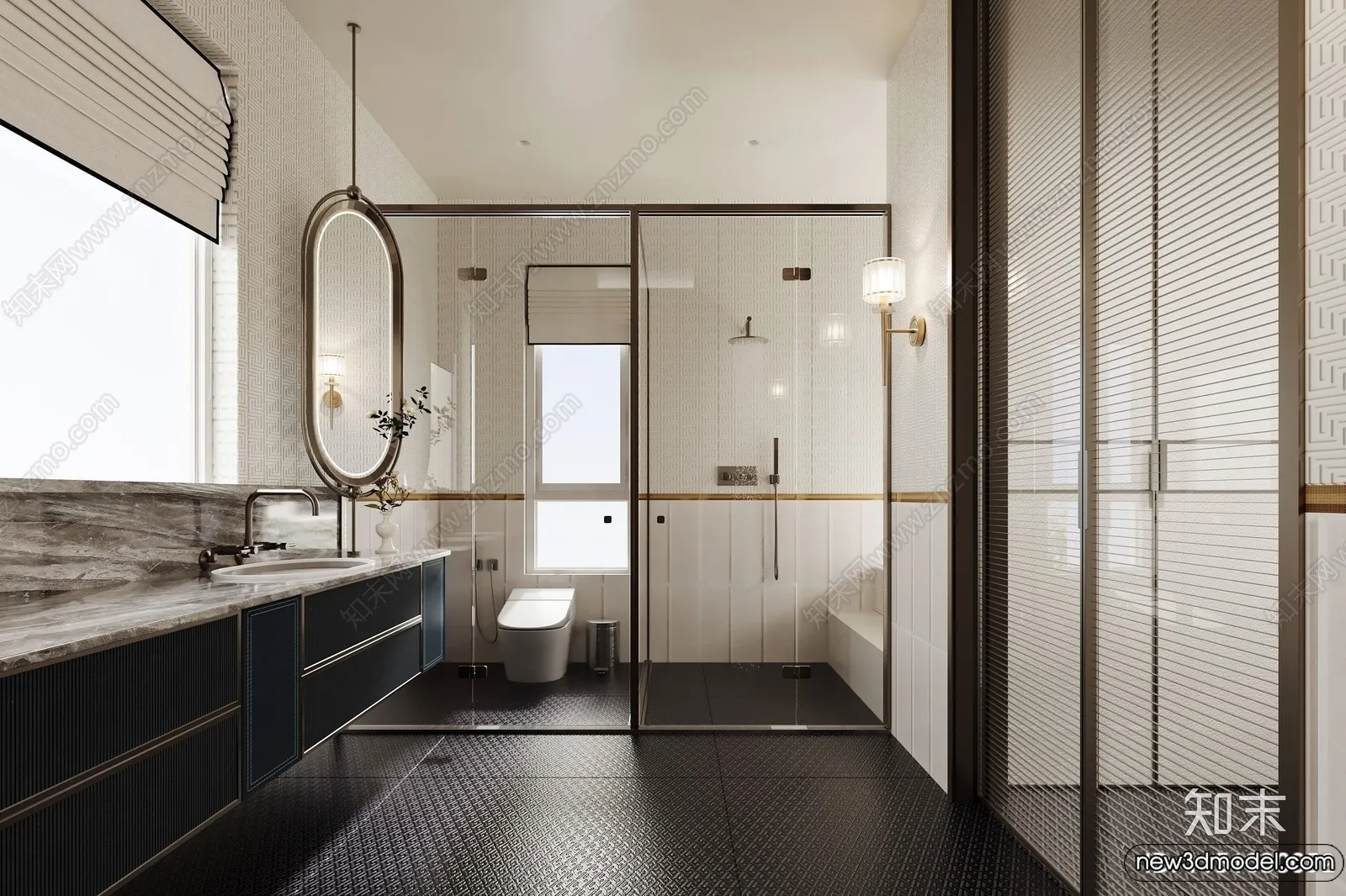 Bathroom - WC - Restroom - 3D Interior Scene - Modern Style - 121