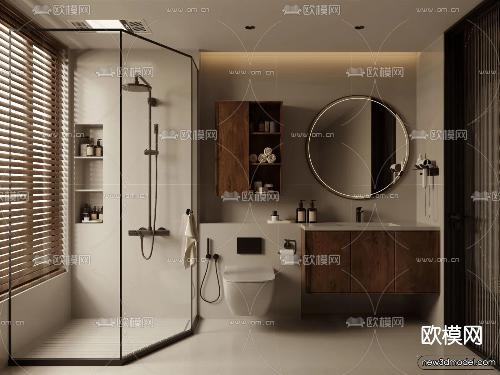 Bathroom - WC - Restroom - 3D Interior Scene - Modern Style - 122