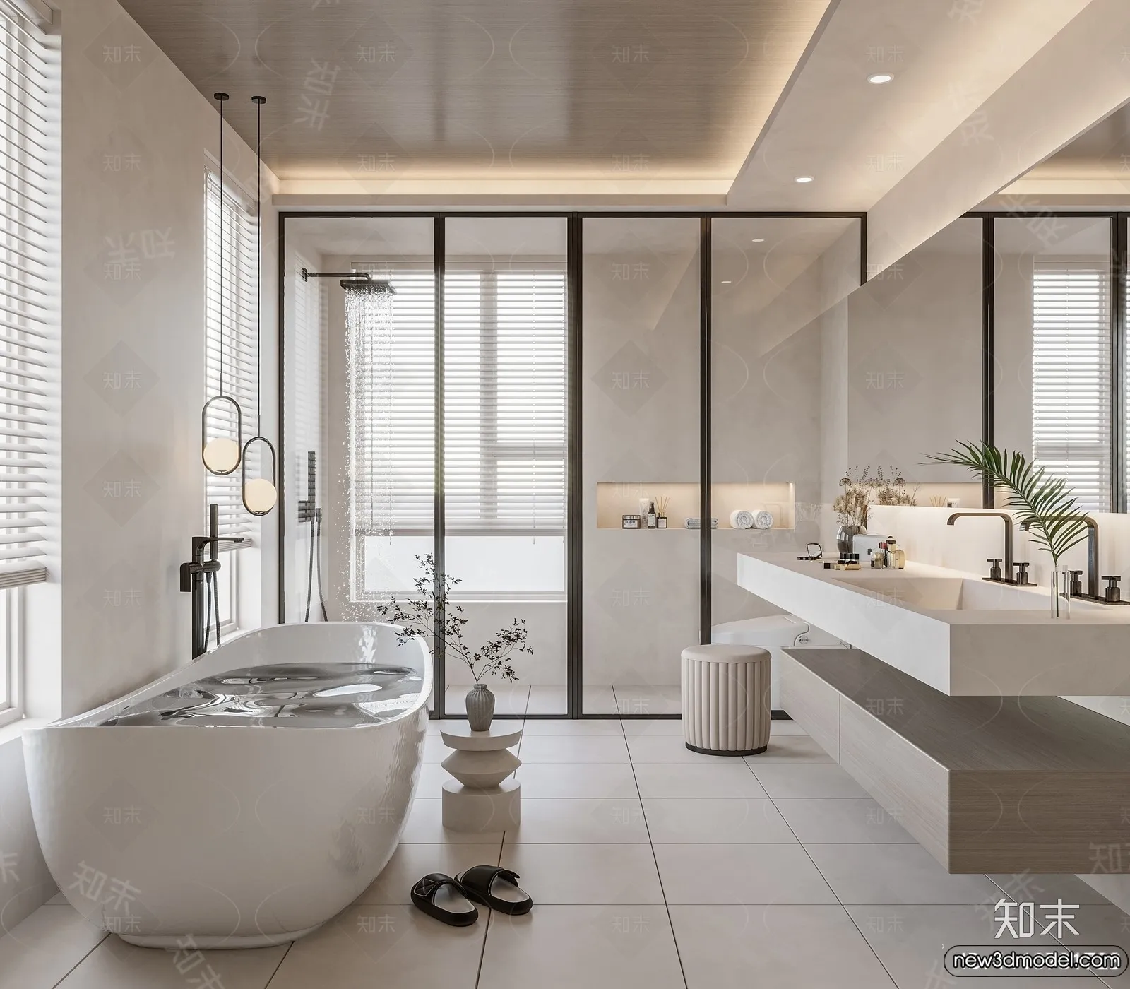 Bathroom - WC - Restroom - 3D Interior Scene - Modern Style - 126