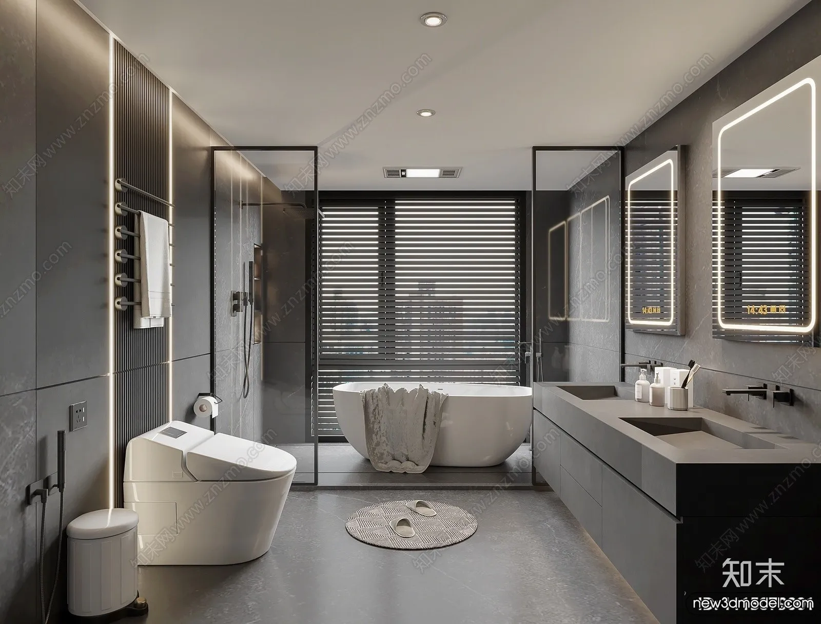 Bathroom - WC - Restroom - 3D Interior Scene - Modern Style - 129