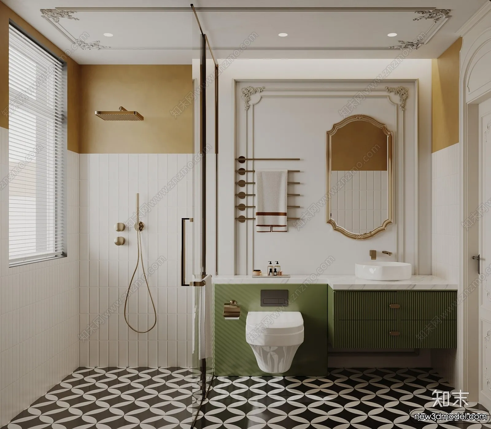 Bathroom - WC - Restroom - 3D Interior Scene - Modern Style - 130
