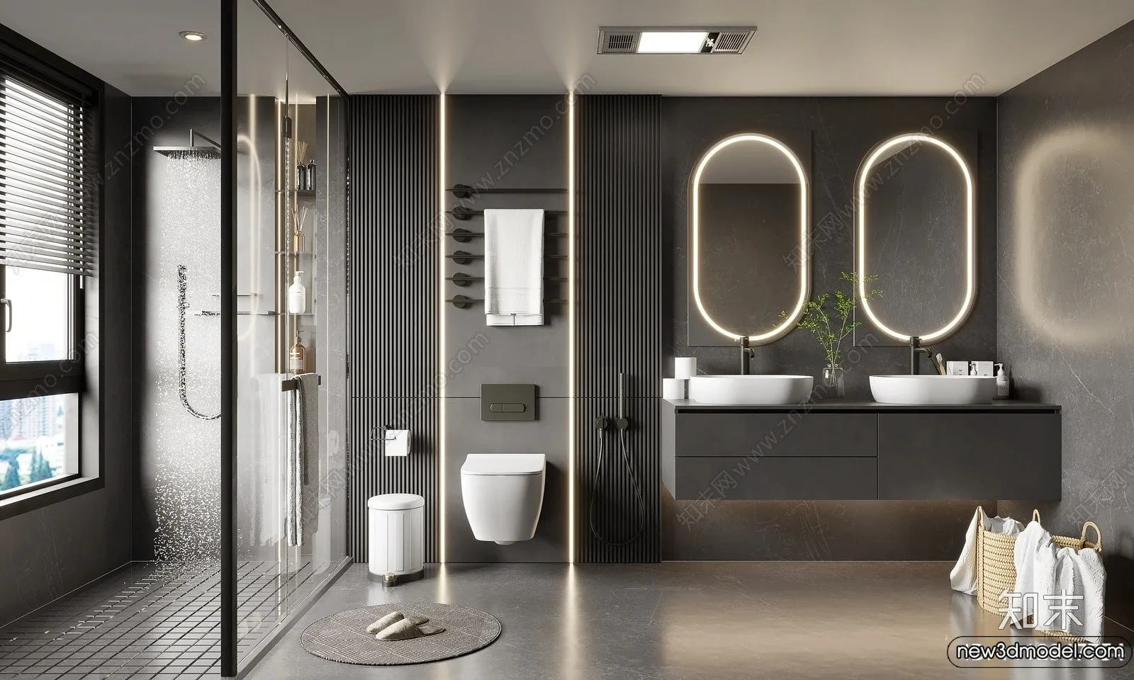 Bathroom - WC - Restroom - 3D Interior Scene - Modern Style - 132