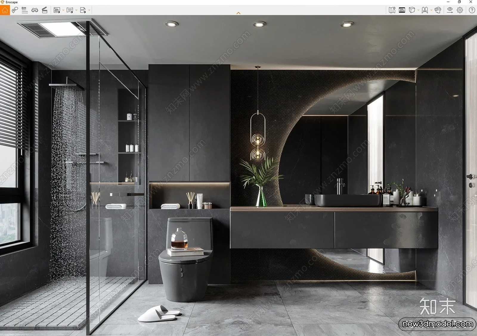 Bathroom - WC - Restroom - 3D Interior Scene - Modern Style - 133