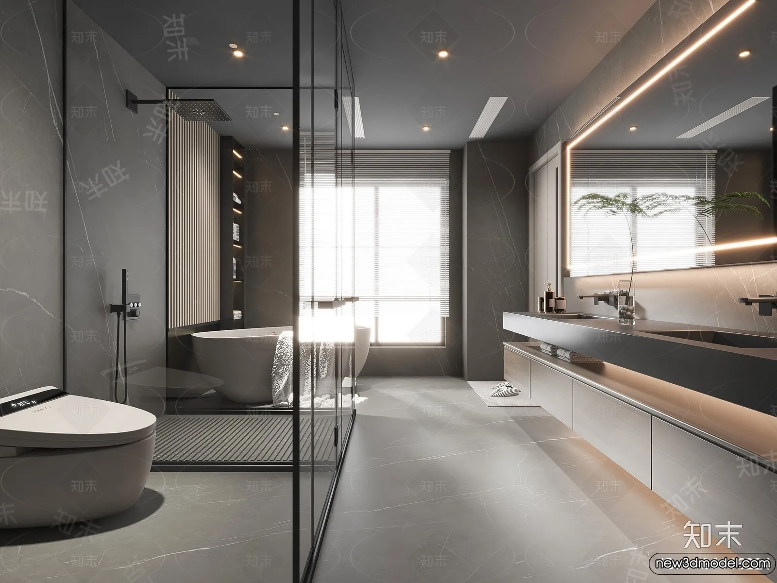 Bathroom - WC - Restroom - 3D Interior Scene - Modern Style - 134