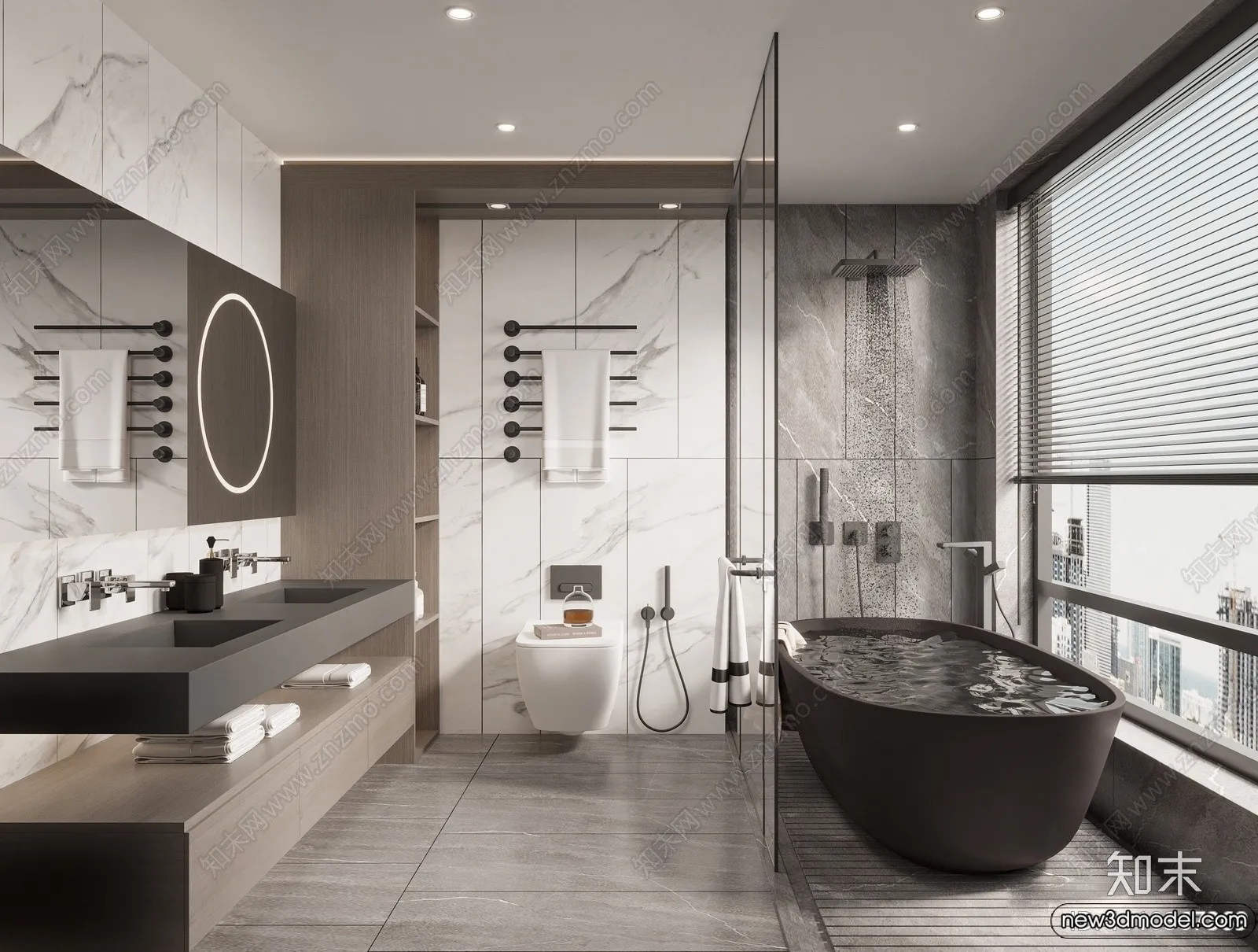 Bathroom - WC - Restroom - 3D Interior Scene - Modern Style - 135