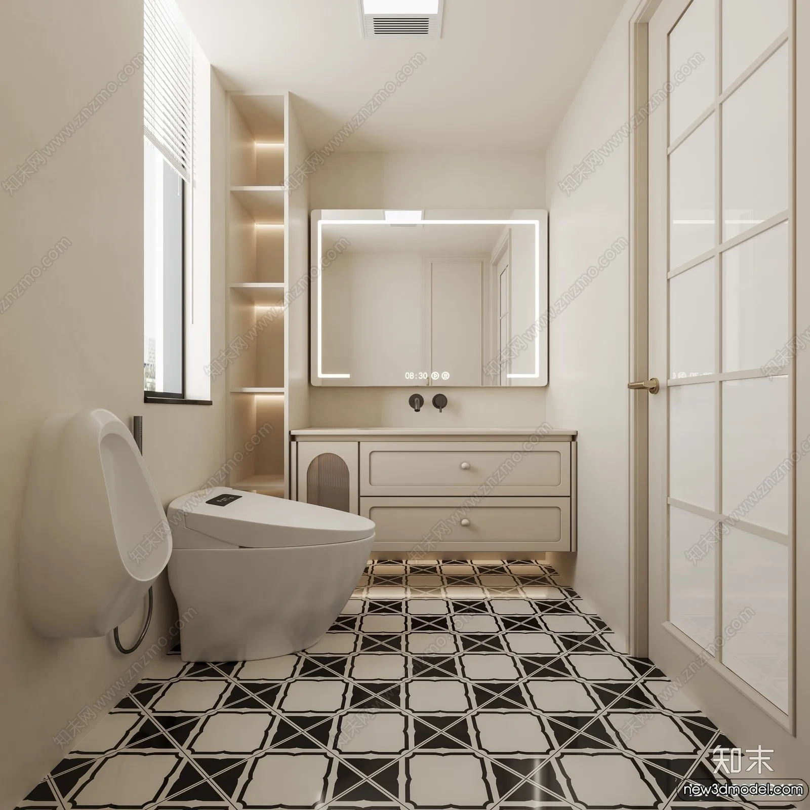 Bathroom - WC - Restroom - 3D Interior Scene - Modern Style - 137