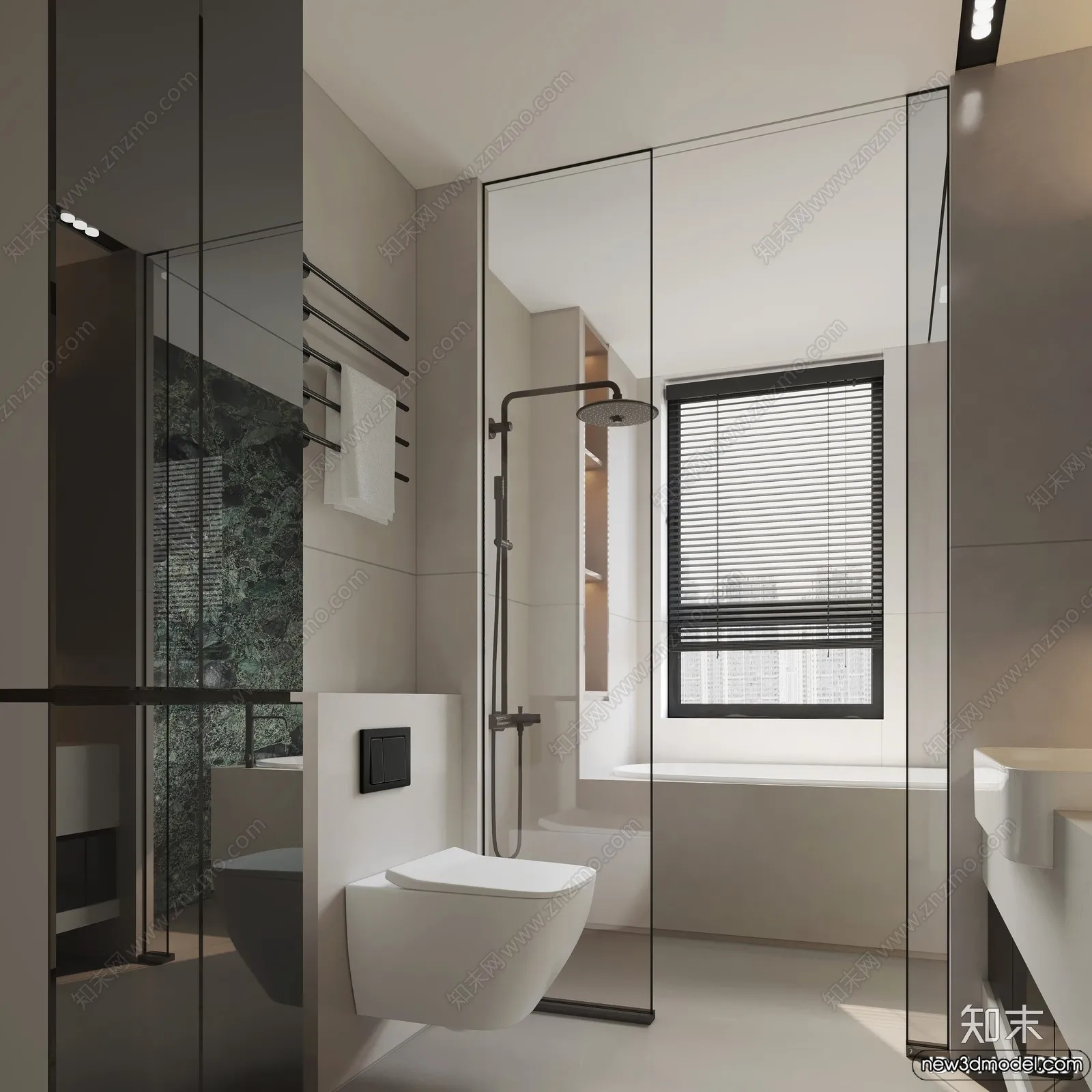 Bathroom - WC - Restroom - 3D Interior Scene - Modern Style - 139