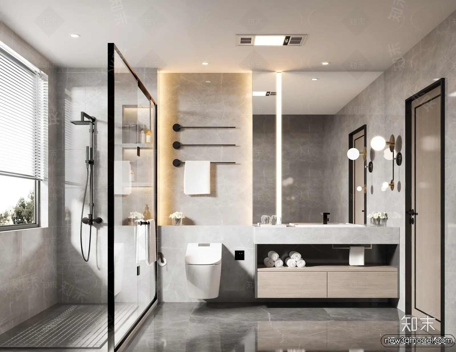 Bathroom - WC - Restroom - 3D Interior Scene - Modern Style - 140