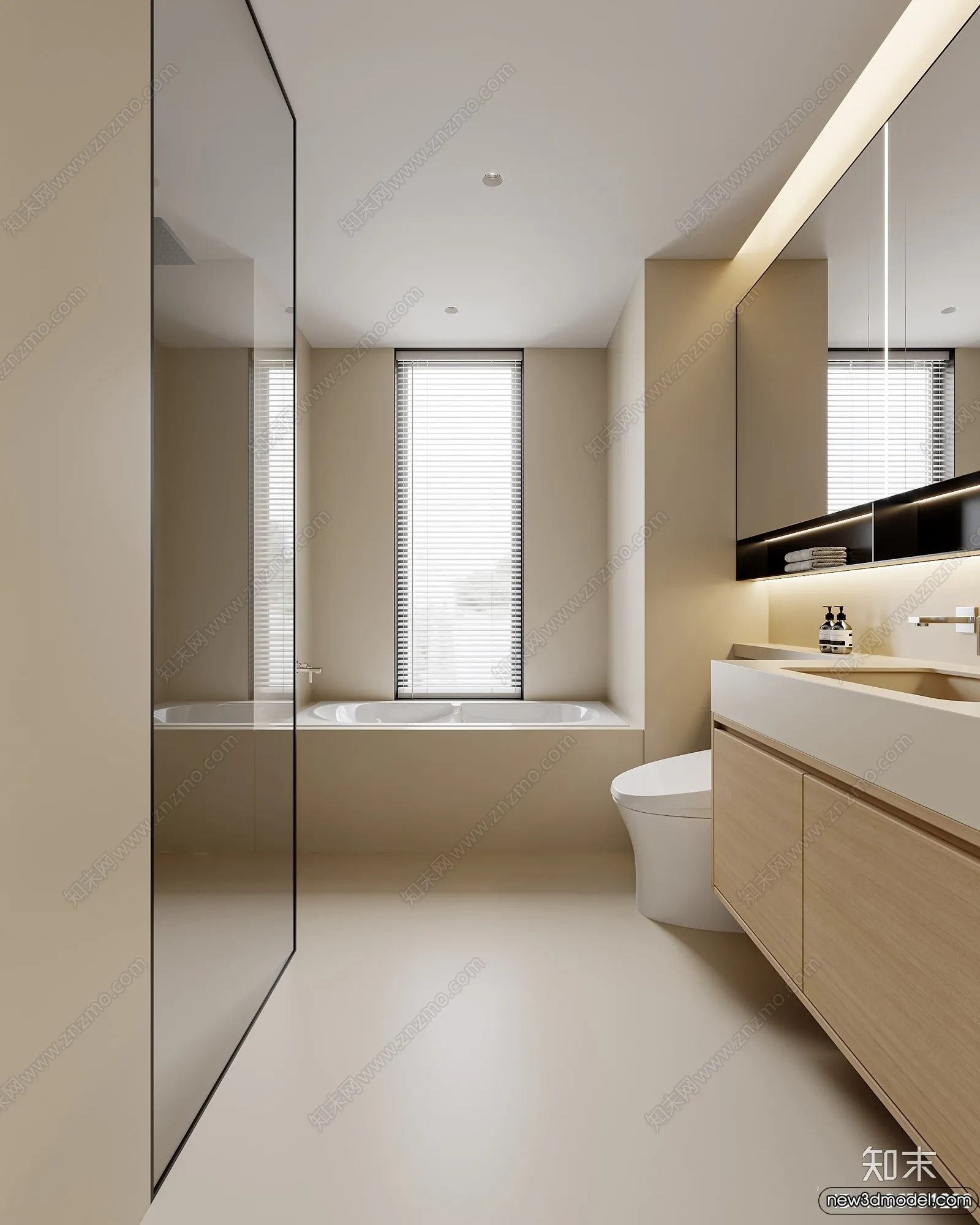 Bathroom - WC - Restroom - 3D Interior Scene - Modern Style - 141