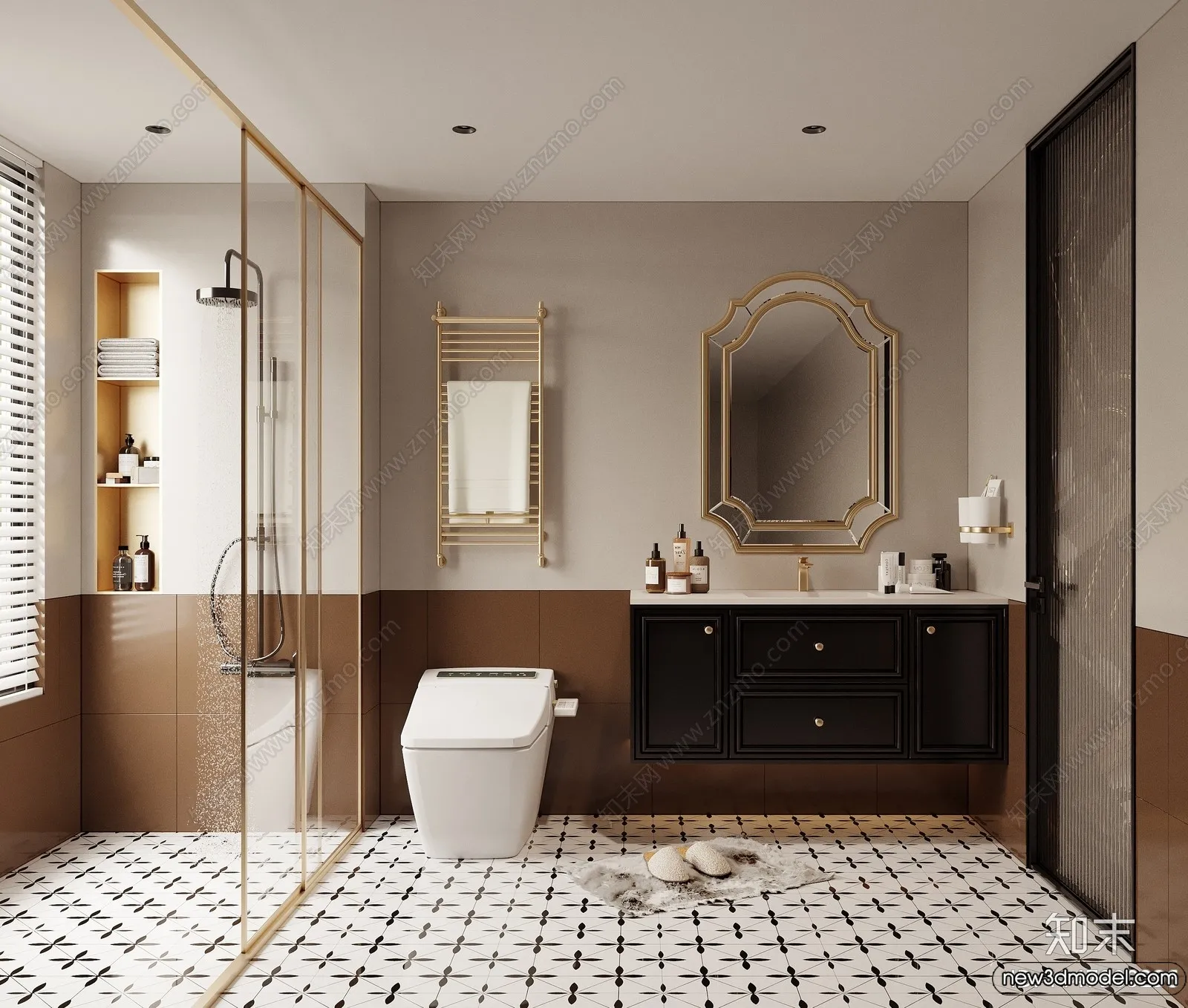 Bathroom - WC - Restroom - 3D Interior Scene - Modern Style - 142