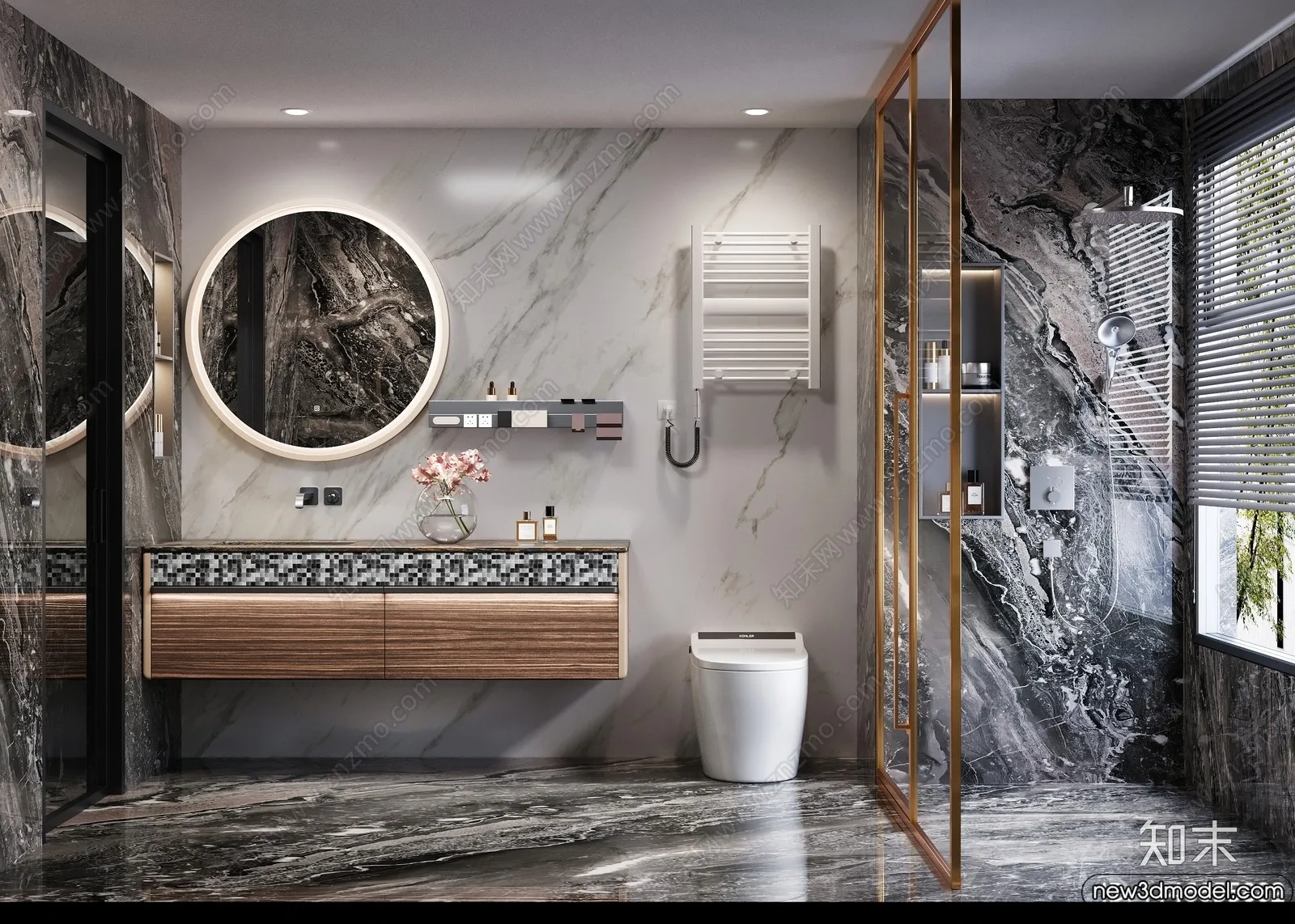 Bathroom - WC - Restroom - 3D Interior Scene - Modern Style - 143