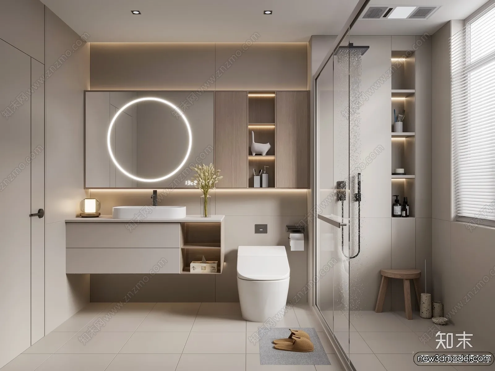 Bathroom - WC - Restroom - 3D Interior Scene - Modern Style - 144