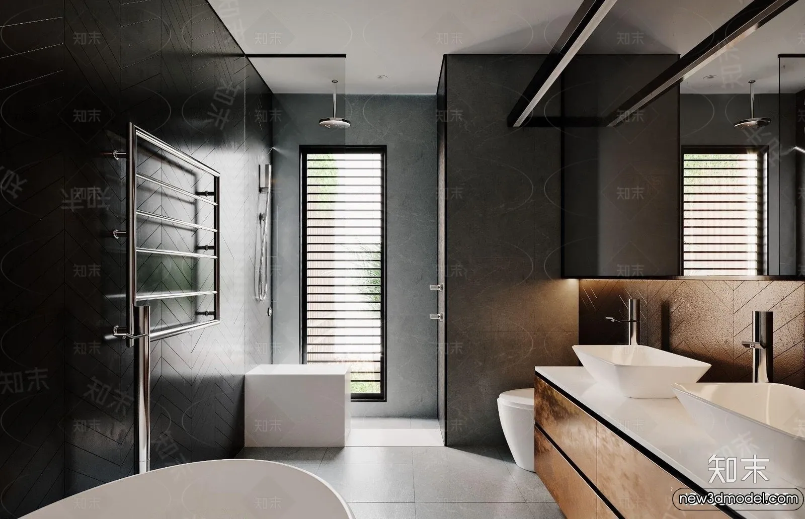 Bathroom - WC - Restroom - 3D Interior Scene - Modern Style - 146