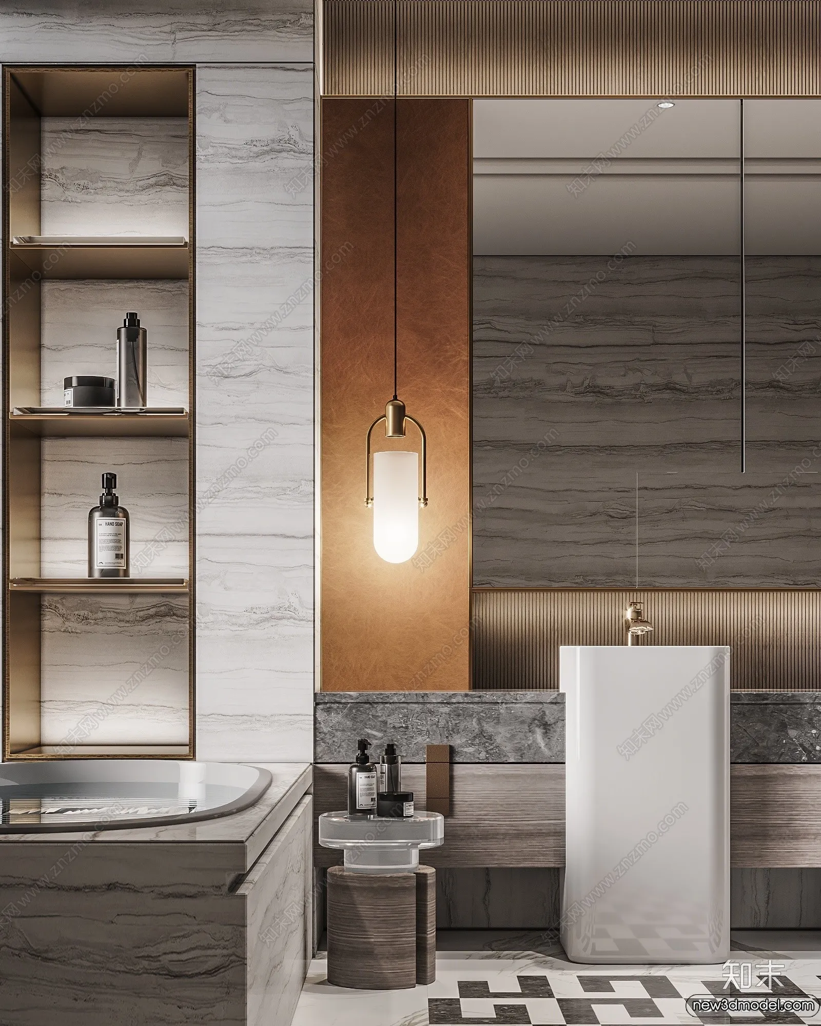 Bathroom - WC - Restroom - 3D Interior Scene - Modern Style - 147