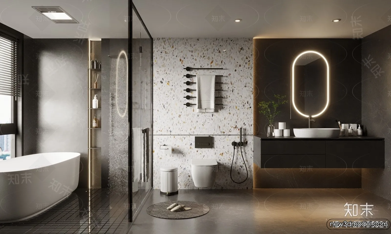 Bathroom - WC - Restroom - 3D Interior Scene - Modern Style - 148