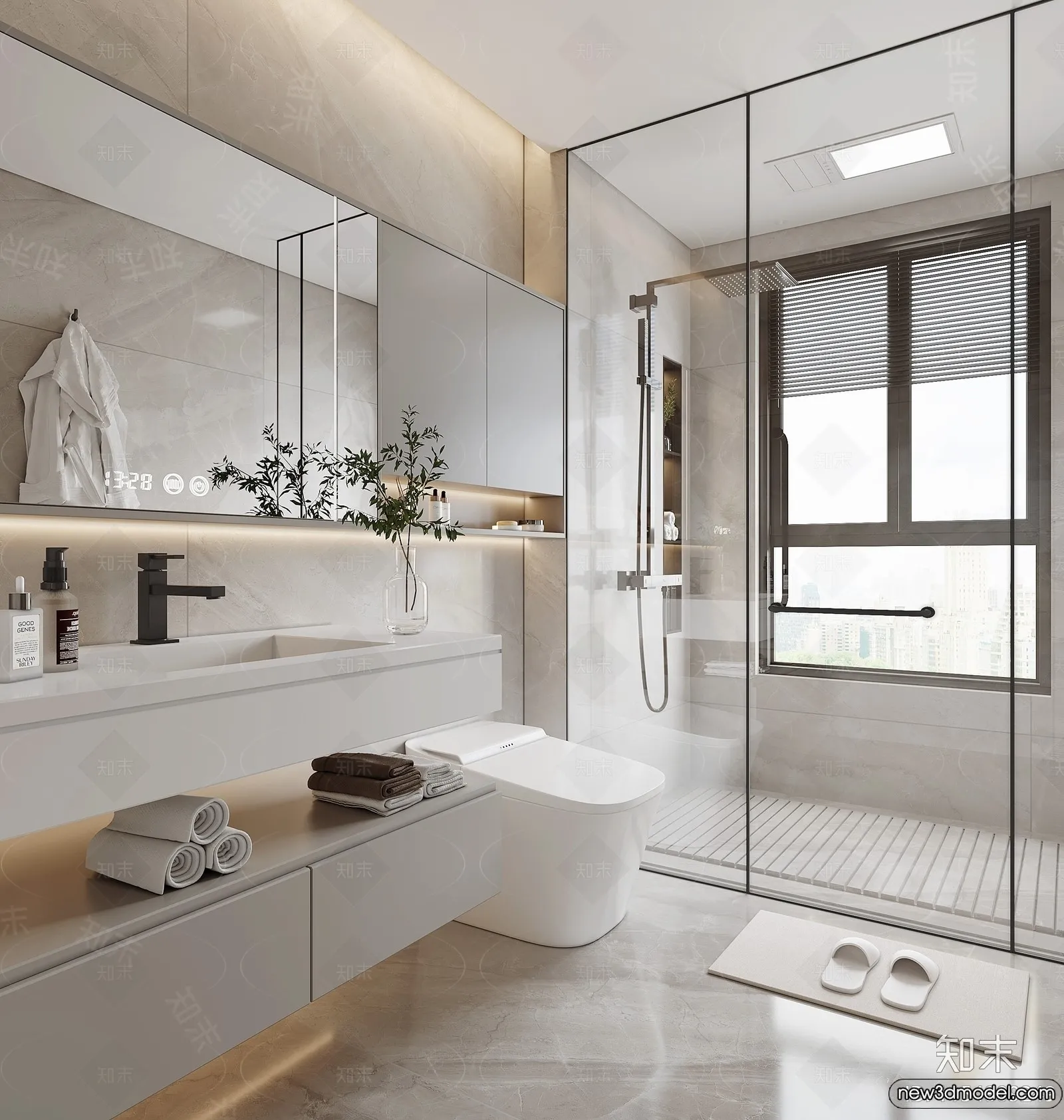 Bathroom - WC - Restroom - 3D Interior Scene - Modern Style - 149