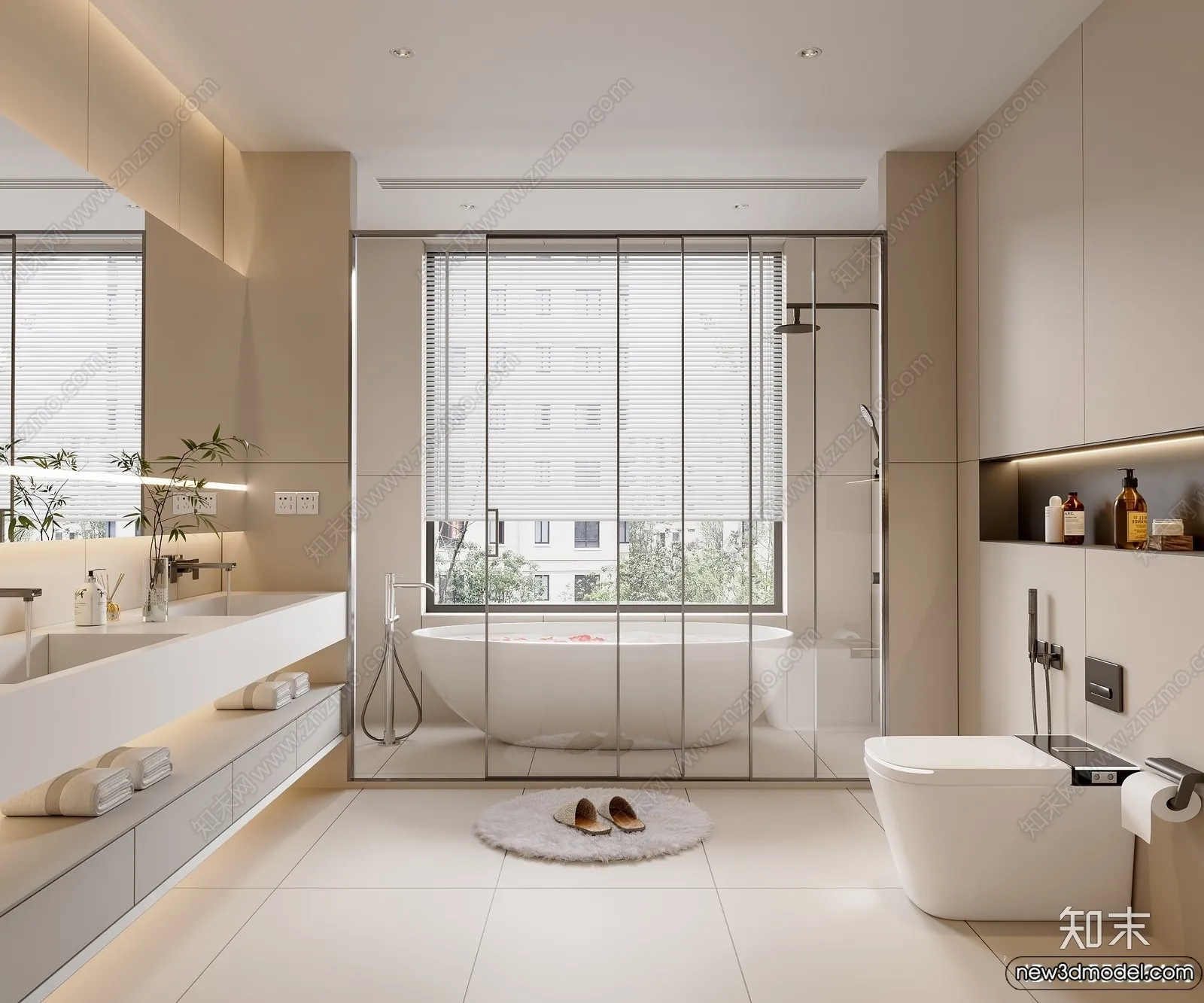 Bathroom - WC - Restroom - 3D Interior Scene - Modern Style - 150
