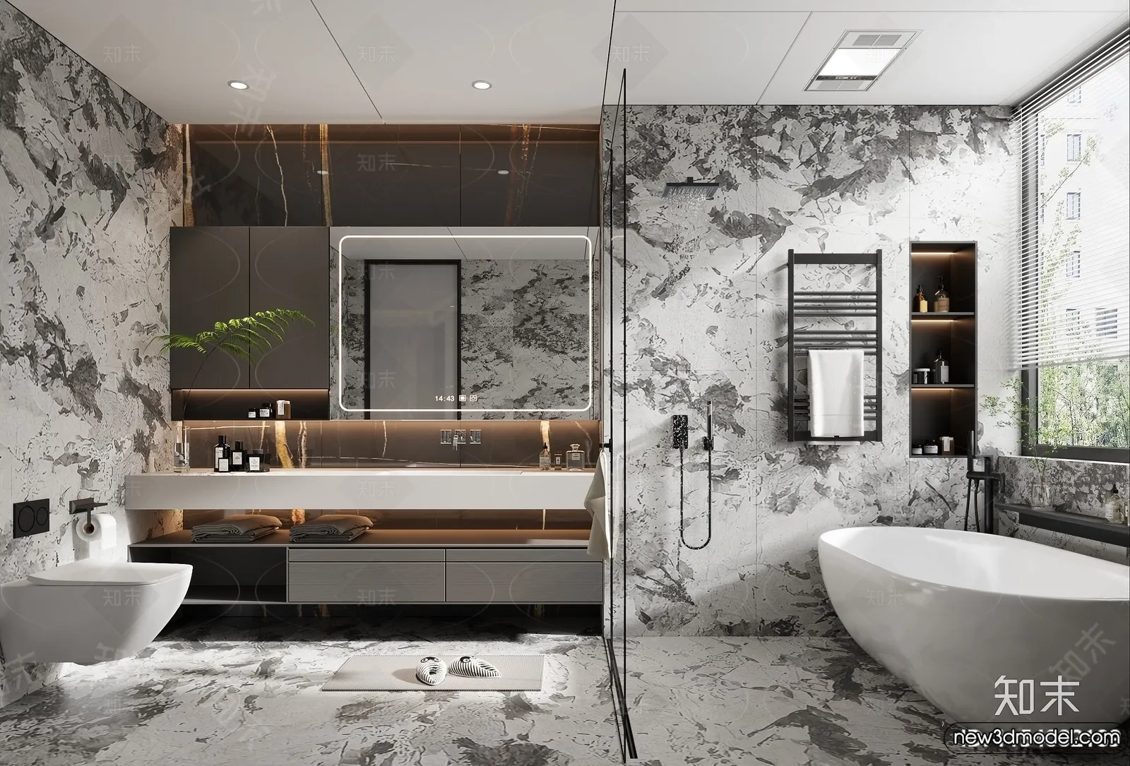 Bathroom - WC - Restroom - 3D Interior Scene - Modern Style - 151