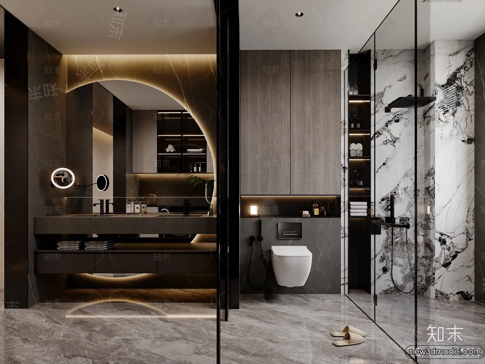 Bathroom - WC - Restroom - 3D Interior Scene - Modern Style - 152