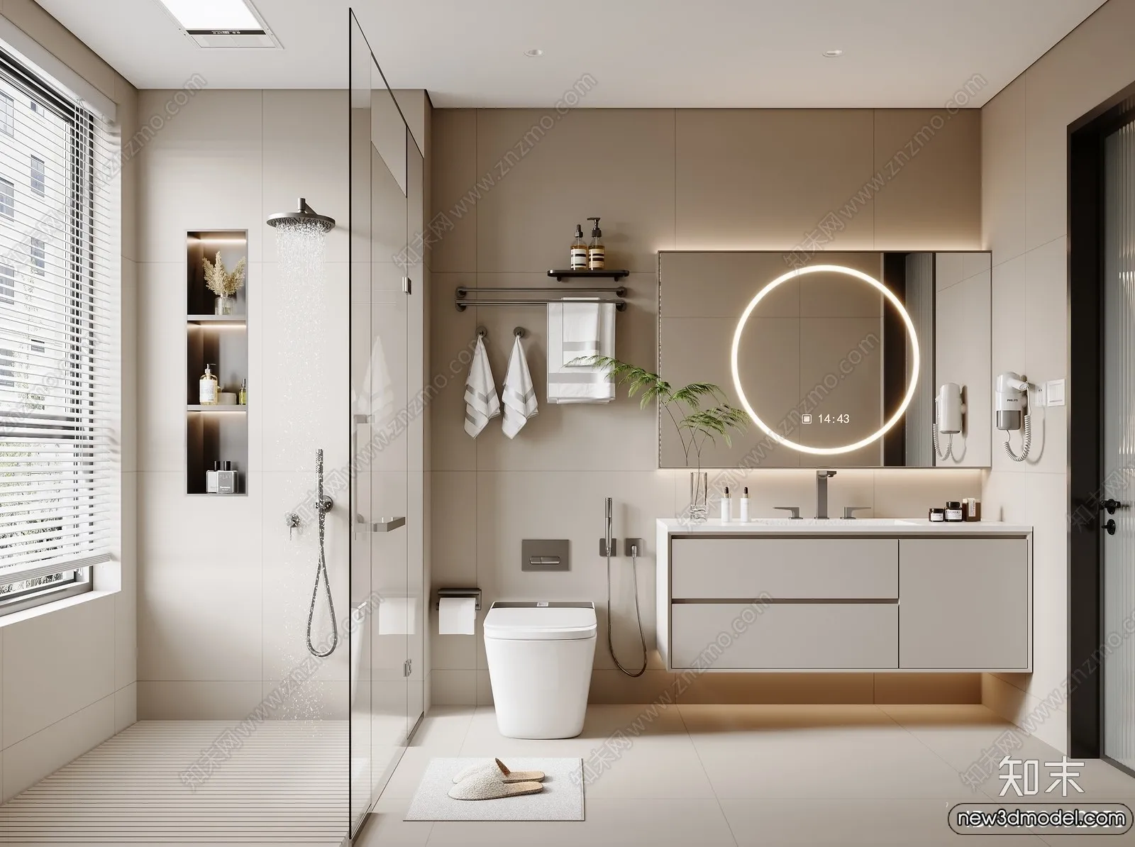 Bathroom - WC - Restroom - 3D Interior Scene - Modern Style - 153