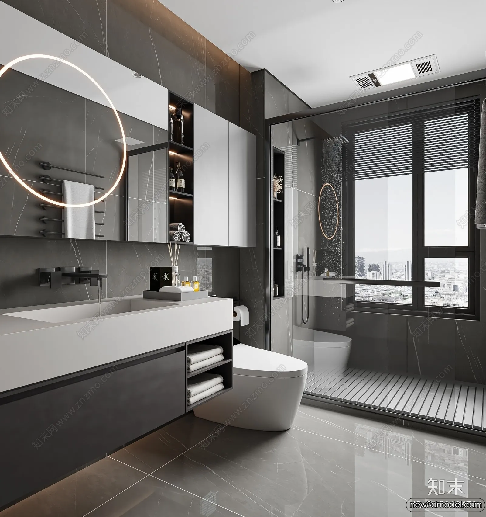 Bathroom - WC - Restroom - 3D Interior Scene - Modern Style - 154