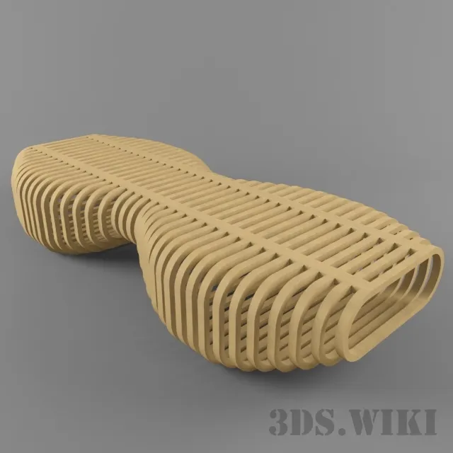 bathroom - Wooden bench - Alexandre Moronnoz 3D Model