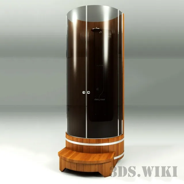 bathroom - Wooden shower cubicle 3D Model