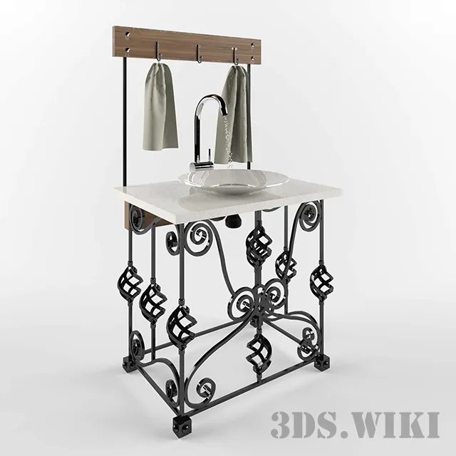 bathroom - Wrought iron washbasin 3D Model