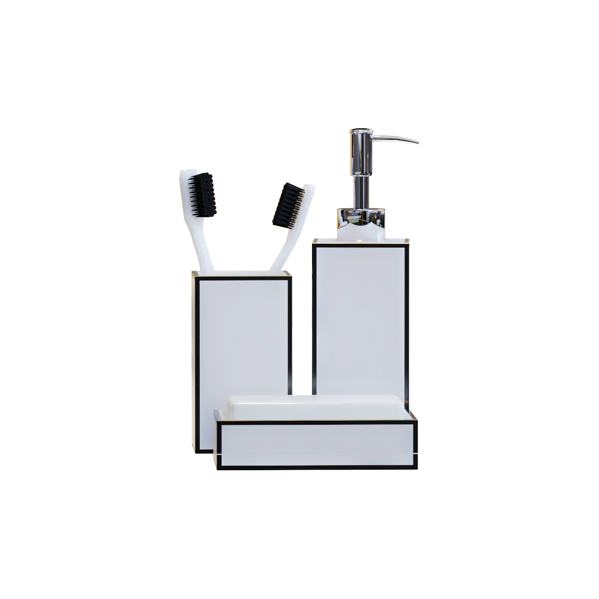 bathroom - Zara Home black and white bathroom set 3D Model