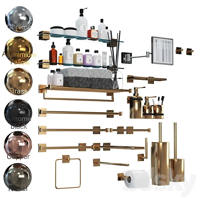 bathrooom accessories set 01 3D Model