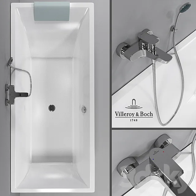 Bathtub Villeroy & Boch Squaro. bath mixer Villeroy & Boch Subway 3DModel