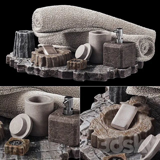 Batroom decor stone soap n1 _ Bathroom decor stone soap dish 3D Model
