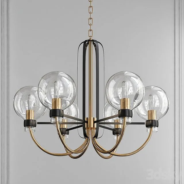 Bauhaus Bronze-Satin Brass 5 Light Chandelier by Maxim Lighting 3D Model