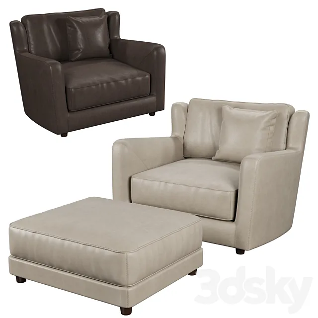 Baxter Bergere armchair and pouf Free Download