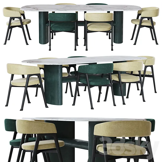 Baxter Corinne chair and Baxter Ellipse table 3DModel