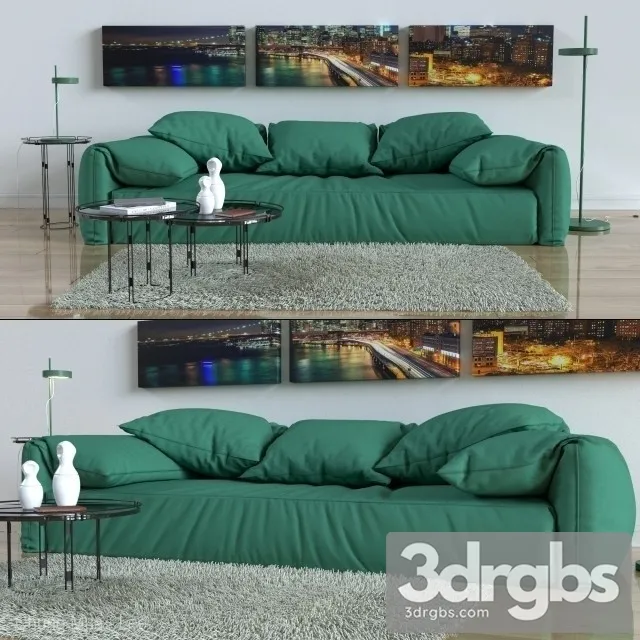 Baxter Green Sofa 3D Model Free