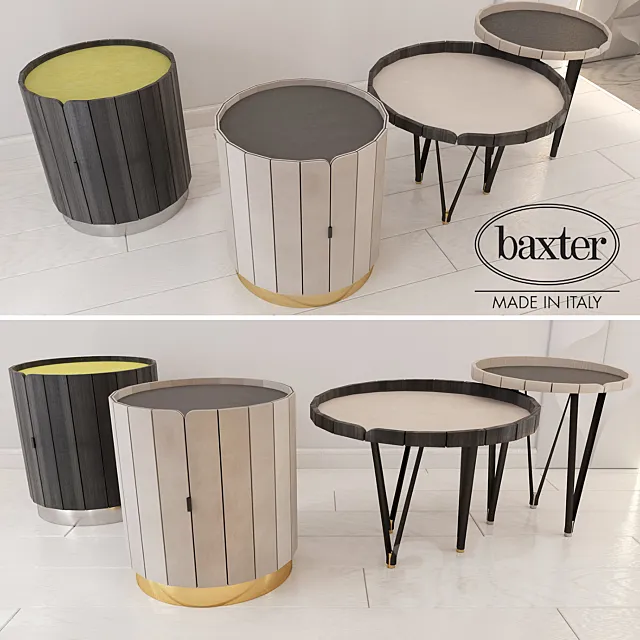 Baxter NINFEA NIGHT TABLE and SMALL TABLE 3D Model