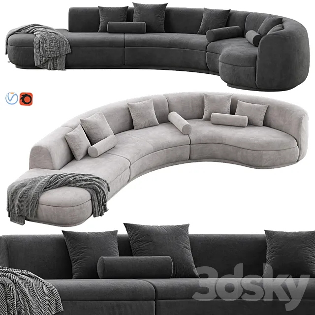 Baxter Piaf Sofa Set 3 3D Model